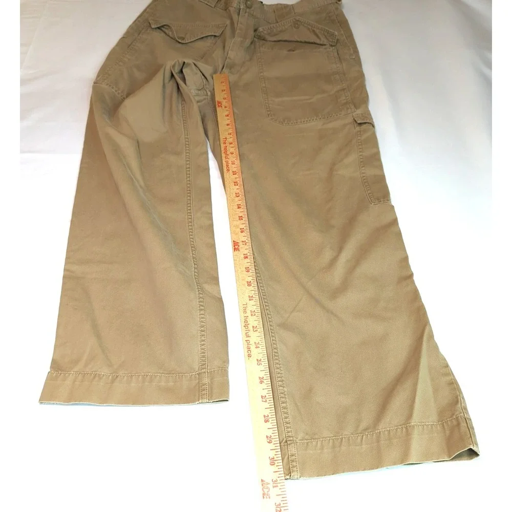 Vintage 2008 Gap Cargo Utility Pants Men M Beige Wide Straight Leg Patch Pockets